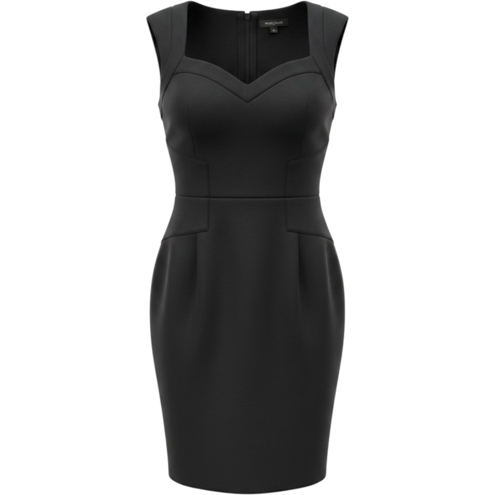 White House Black Market Black Cotton Sheath Sleeveless Cocktail LBD Dress S 6